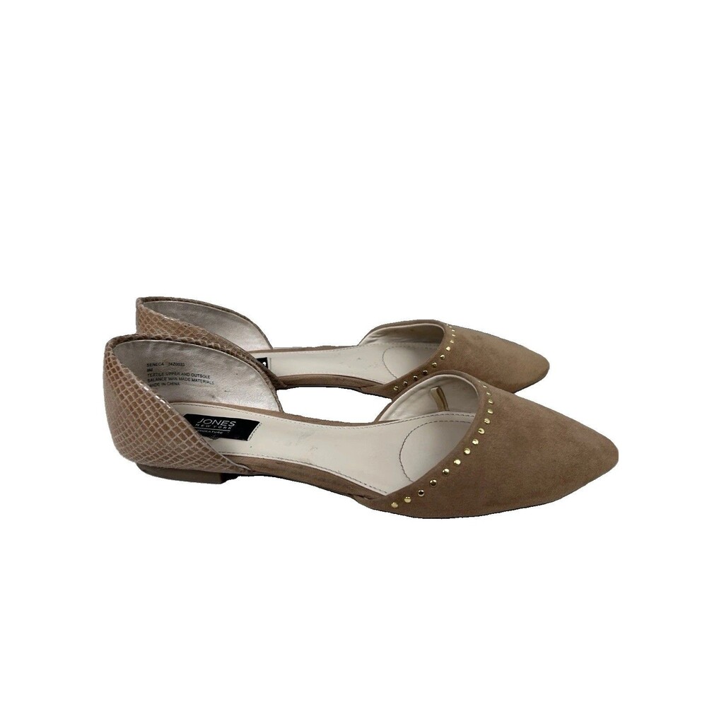 Jones New York "Seneca" manmade suede Studs flat slip-on Womens Sz 8 M shoes